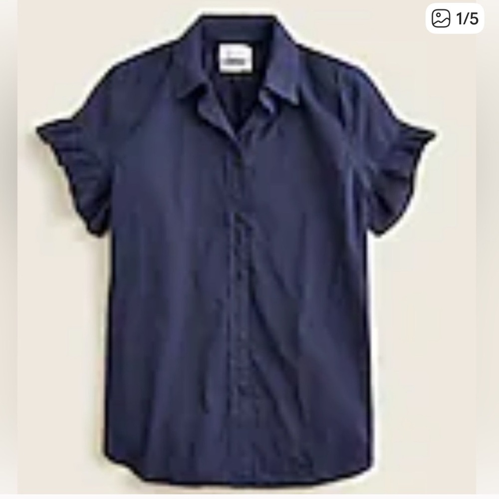 JCrew Classic Fit short sleeve ruffle blouse